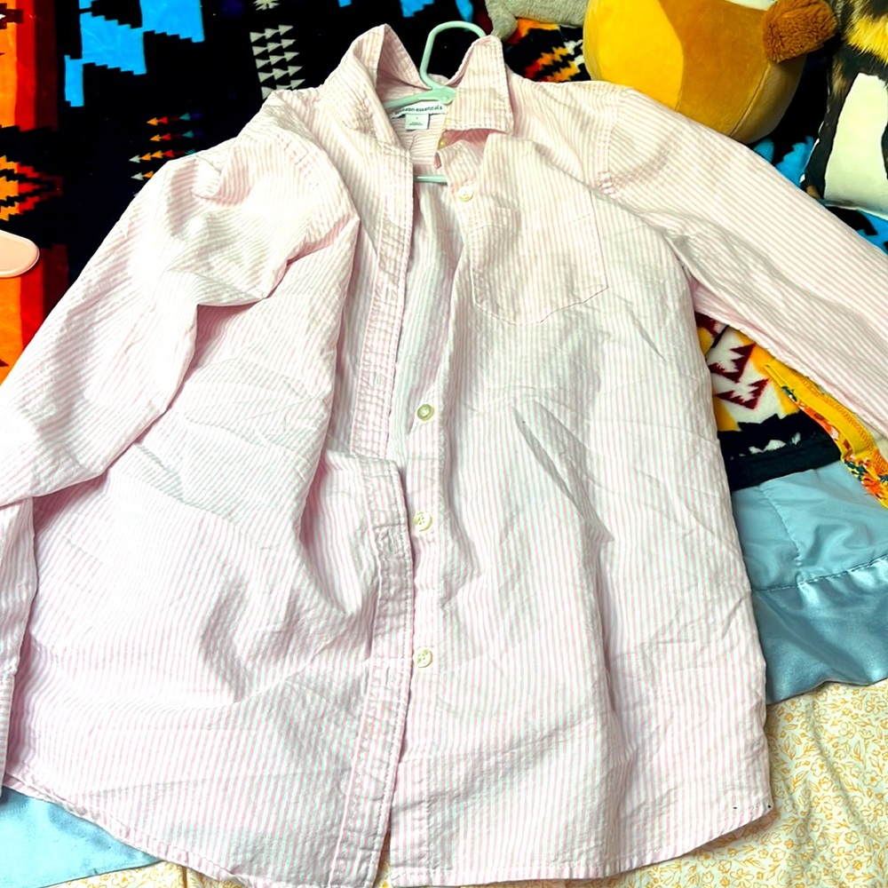 Pink and White Striped Shirt